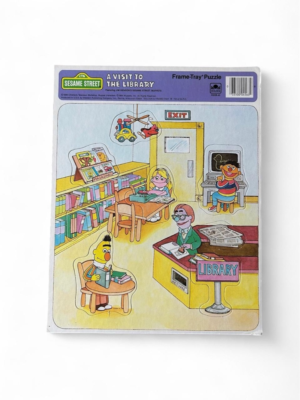 Vintage 1984 Sesame Street A Visit To The Library Frame Tray Puzzle 90s Kids Toy